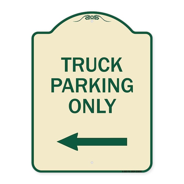 Reserved Parking Truck Parking W/ Left Arrow Heavy-Gauge Aluminum Sign, 24" x 18", TG-1824-23030